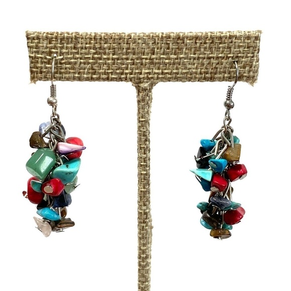 Earrings Stone Chips Dangles Drops - Picture 5 of 10